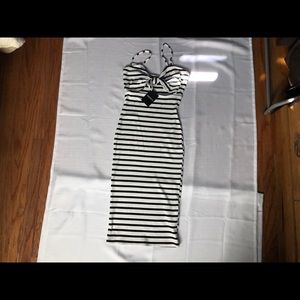 Tie Front Ribbed Dress